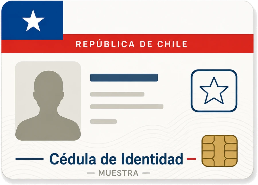 Ilustración de una cédula de identidad chilena de muestra.